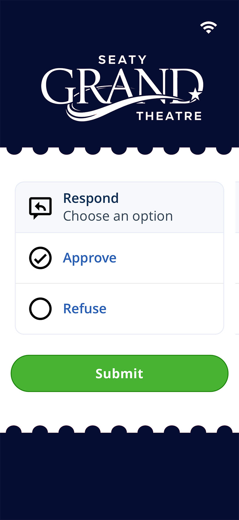 A volunteer scanning a ticket at the church door