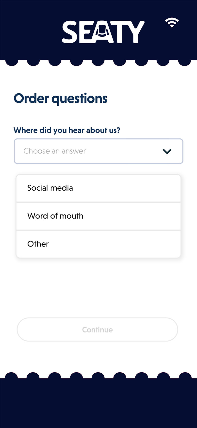 Custom questions captured at checkout for a school production